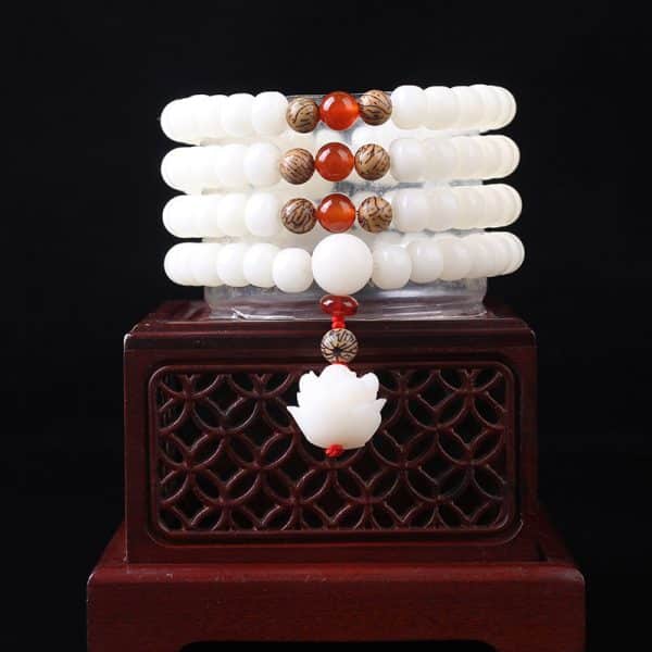 White Jade Bodhi Beads Long Bracelet