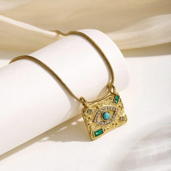 Female Retro Stainless Steel Devil Square Eye Necklace