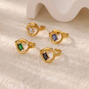 New 18K Gold Stainless Steel Open-end Zircon Ring