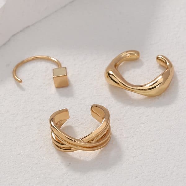 Metal Type C Ear Bone Clip No Ear Hole Ear Hang Female Temperament Hip-hop Minority Cool Wind Earring Set Decoration