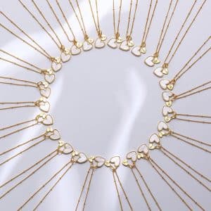 18K Real Gold Plating Letter In White Fritillary Advanced Cold Style Female Clavicle Chain