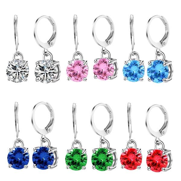 Women's Fashion Simple Stainless Steel Zircon Earings Set