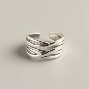 S925 Sterling Silver Vintage Weave Ring For Women