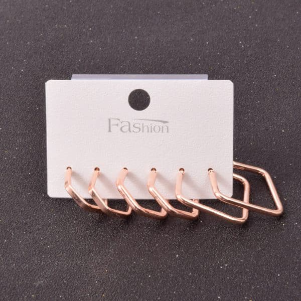 Alloy Metal Hoop Square Earrings Set