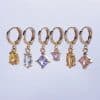 5Pair Fashion Round Twist Copper Small Hoop Earrings Set For