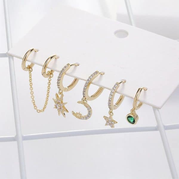Moon Star Set Ear Clip Earrings