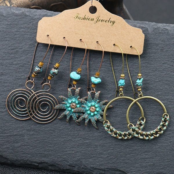 European And American Alloy Dripping Oil 3 Pieces Set Earrings