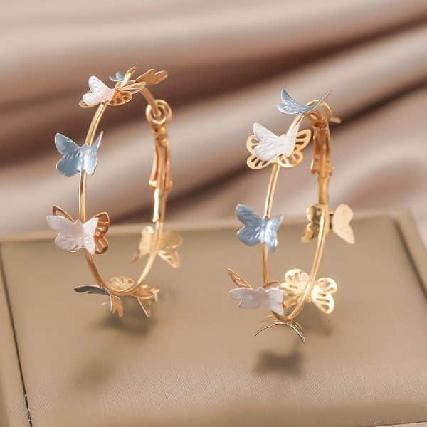 Butterfly Earrings Hollow Multi-layer Big Circle Ear Hook