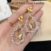 Temperament Butterfly Water Drop Flower Ring Earrings