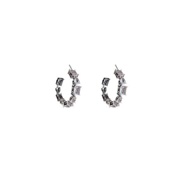 925 Silver Needle Square Drop Crystal Earrings