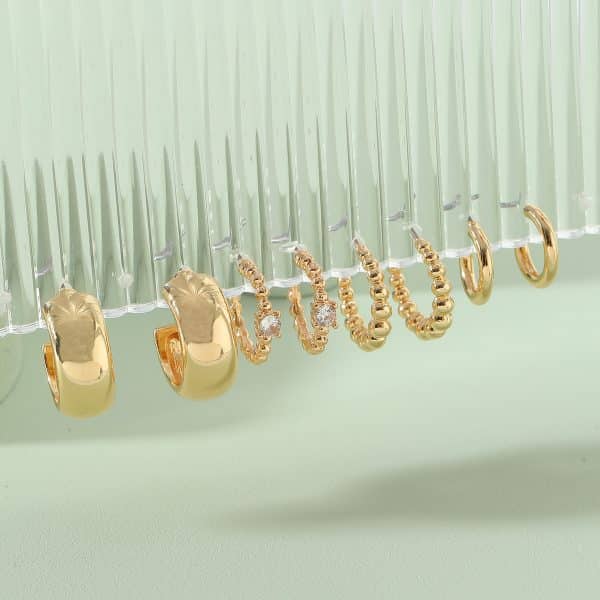 Fashion Ornament Metal Beanie Glass Earrings Set