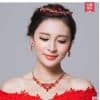 Bridal jewelry, red necklace, earrings, three sets of toast, clothing accessories wholesale