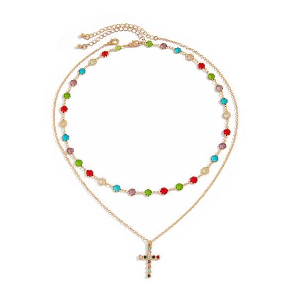 Crystal Cross Necklace Men's Retro High Sense