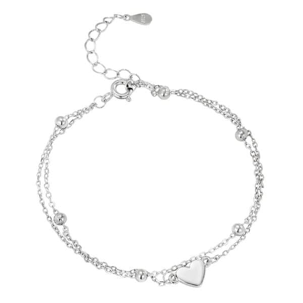 S925 Sterling Silver All-match Heart Double-layer Bracelet