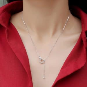 Silver Necklace Moissanite Interlocking Pendant For Women