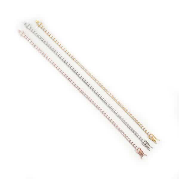 2 Mm925 Silver Inlay Women's Hip Hop Single Row Men's And Women's Tennis Chain
