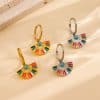 Oil Dripping Color Fan-shaped Circle Stitching Female Fashion Personality Retro Dual-wear Earrings