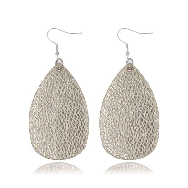 Bucket-shaped Leather Double-sided Water Drop Earrings