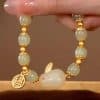 Women's Green Lucky Jade Black Hand Bracelet