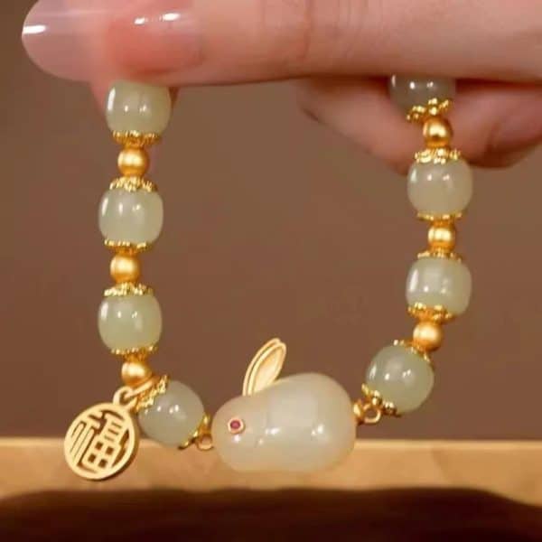 Women's Green Lucky Jade Black Hand Bracelet