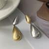 Contrast Color Glossy Water Drop Asymmetric Earrings