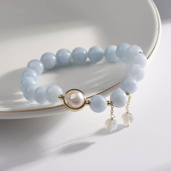 Aquamarine Freshwater Pearl Bracelet For Women
