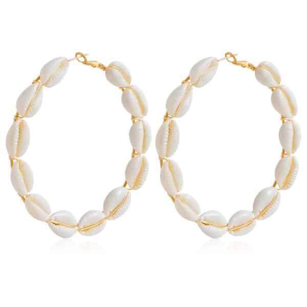 Women's Exaggerated Geometric Big Circle Shell Earrings