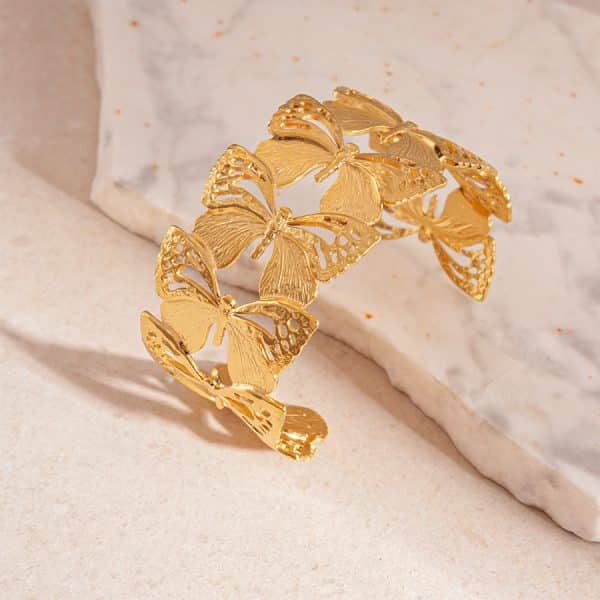 Women's Simple Titanium Steel Butterfly Open-end Bracelet