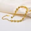 Stainless Steel Fashionable Rugby Bead Necklace Bracelet Gold