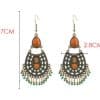 Ethnic style geometric drop diamond earrings
