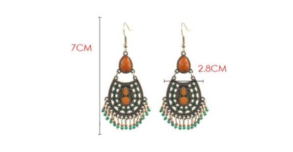 Ethnic style geometric drop diamond earrings