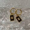 Vintage 18K Gold Plated Titanium Square Shell Zircon Necklace Jewelry Set