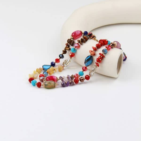 Colorful Natural Agate Crystal String Beads Long
