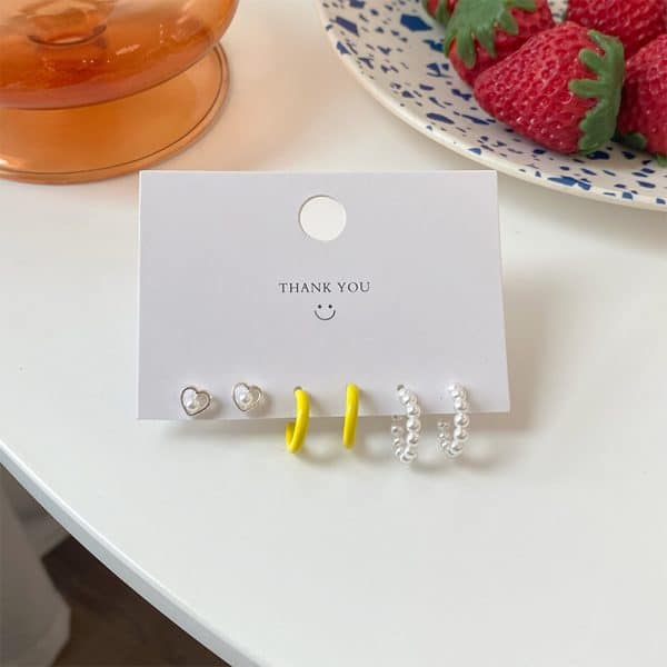 Sterling Silver Needle Pearl Series Earings Set