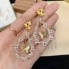 Temperament Butterfly Water Drop Flower Ring Earrings