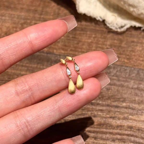 Brushed Water Drop Ear Studs Women