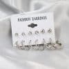 Simple Earrings 6 Pairs With Diamonds Earings Set