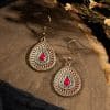 Drop-shaped alloy earrings with gemstones