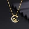 Bunny Crescent Moon Light Luxury Temperament Gorgeous Full Diamond Necklace