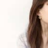 Color Stone Crystal Triangle Eight Color Stone Earrings Copper Micro Inlay