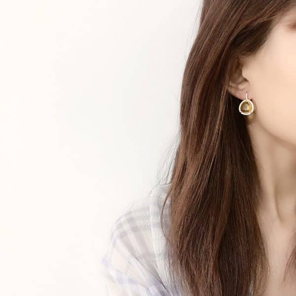 Color Stone Crystal Triangle Eight Color Stone Earrings Copper Micro Inlay