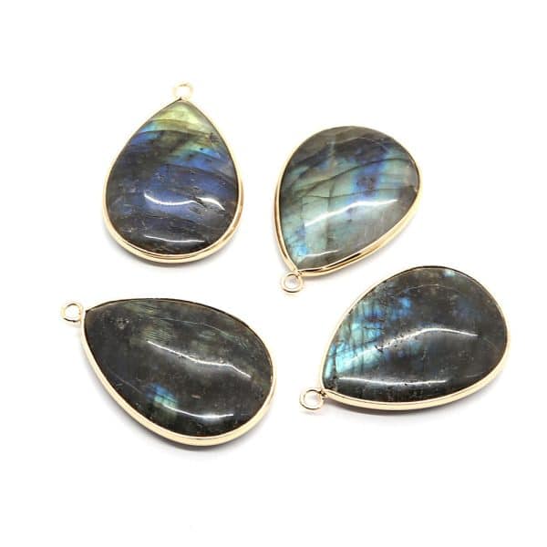 Natural Stone Black Sparkling Stone Pendant 26x40mm