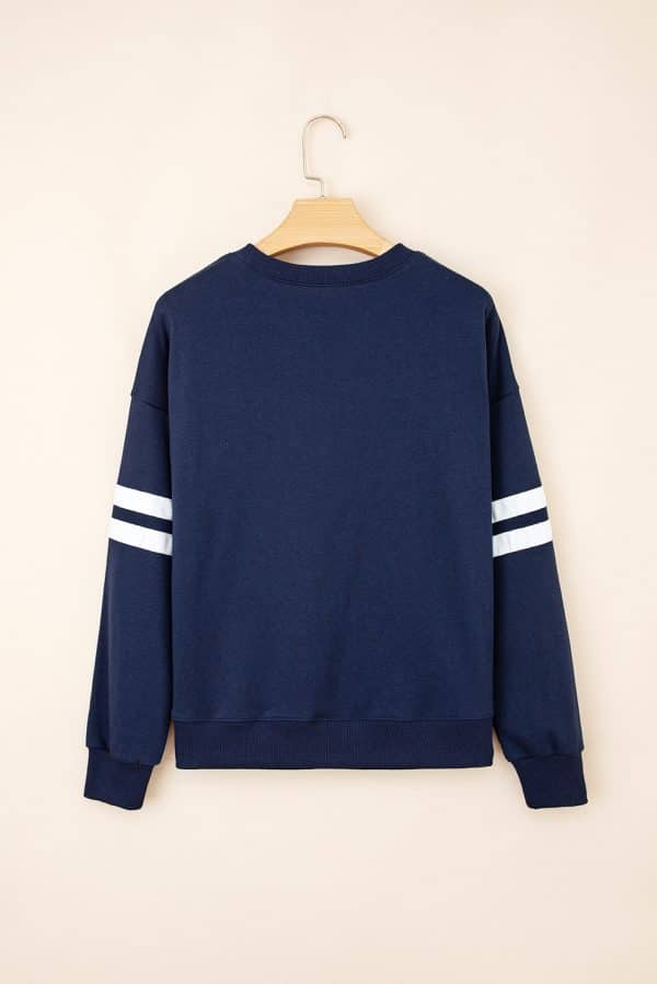 Fiery Red Varsity Striped Detail Drop Shoulder Oversized Sweatshirt