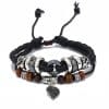Woven Leaf Pendant Men's Leather Bracelet Simple