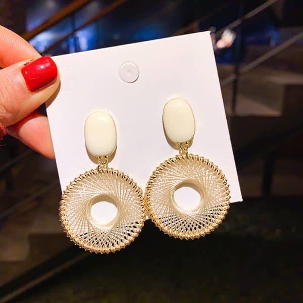 Chunky Braided Round Exaggerated Drop Earrings