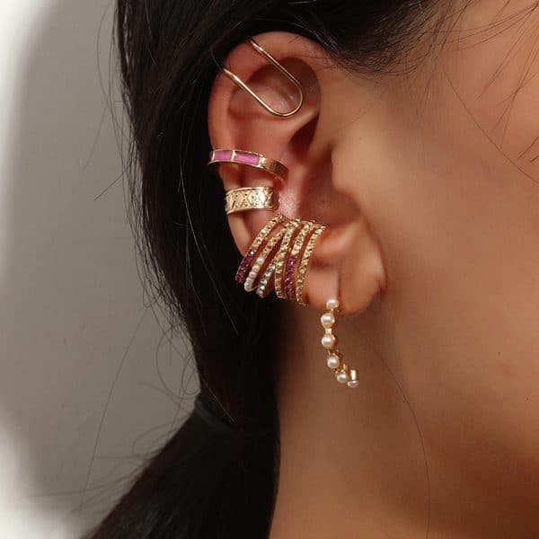 French Retro Niche Design High-end Set Ear Clip Earrings