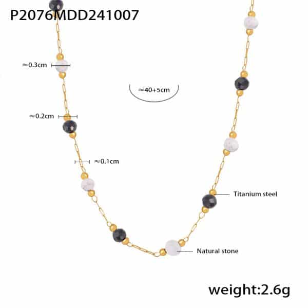 Ferris Wheel Ins Blue Gold Natural Stone Handmade Beaded Clavicle Necklace