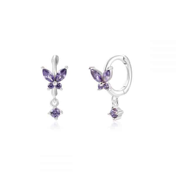 S925 Silver Needle Set Zircon Butterfly Earrings