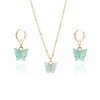 Color Acrylic Butterfly Earrings And Necklace Set