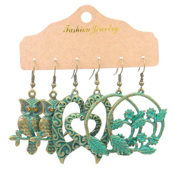 European And American Alloy Dripping Oil 3 Pieces Set Earrings